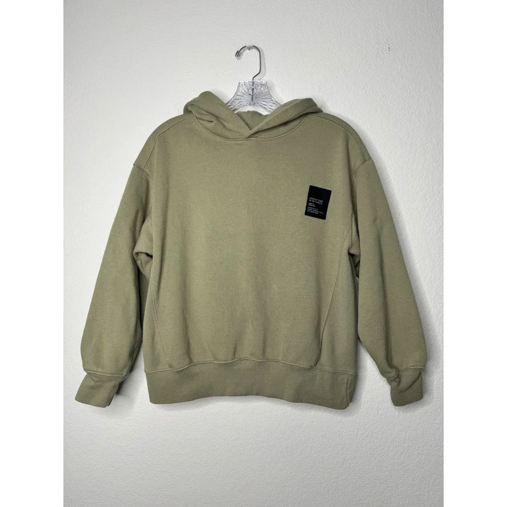 Zara Boys 2 Piece Set Green Hoodie Tan Los Angeles Wide Leg Sweatpants Size 9/10